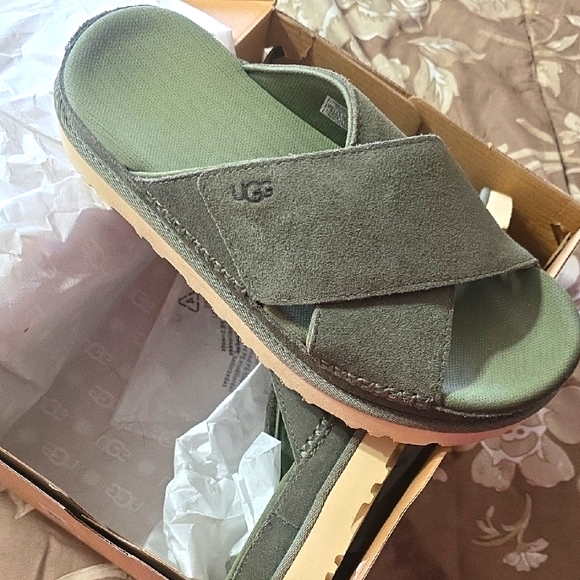UGG Green Suede Slide Sandals - Picture 1 of 4